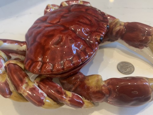 Bernard Palissy Style Sea Crab Sulpture W/ Lid Original Tag! - Picture 5 of 24