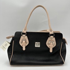 I Medici Firenze Italian Pebble Leather Black With Pink Trim Tote Bag-nwt-read!