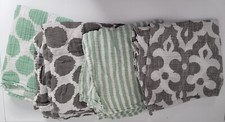 4 Soft Muslin Swaddle Baby Blanket Set Unisex Bacati Cotton Green Gray Receiving
