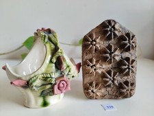 Vintage Primitive Handgefertigter Textildruckblock Holzstempel Dekorativ 399