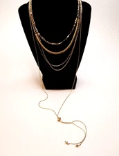 NY and Company Gold Tone Layered Multi Strand Lariat Style Necklace