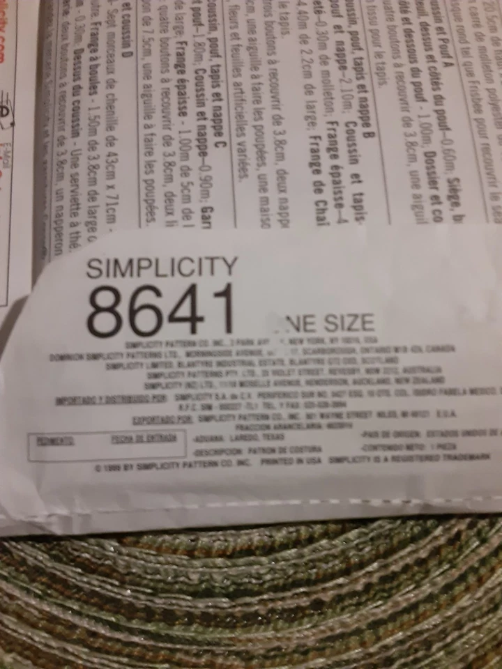 Simplicity Crafts Pattern 8641 Sunrise Designs Doll Furniture Uncut - Image 4 of 4