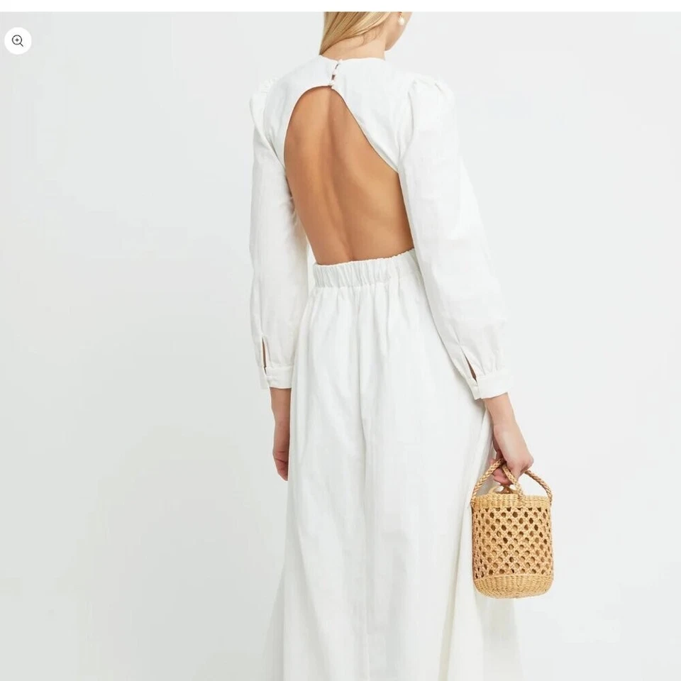 o.p.t Kimia Dress in White Flax & Cotton Size Medium - Bridal / Summer / Wedding - Image 3 of 4