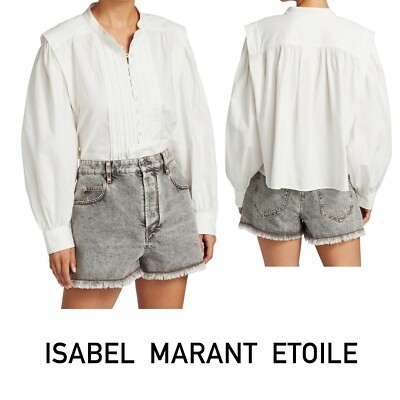Isabel Marant Etoile Women's White Okina Cotton Pleated Blouse