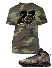 23 Savage Camo Graphic Sneaker Tee Shirt Match J10 Duck Big Tall Pro Club Shaka