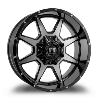 20x12 Full Throttle FT2 Machine Black Rims 6x135/6x139.7 -44mm   F150 & GM 1500