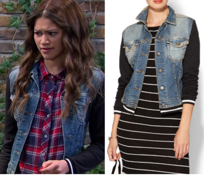 John Eshaya Varsity Jean Jacket,BLUE 