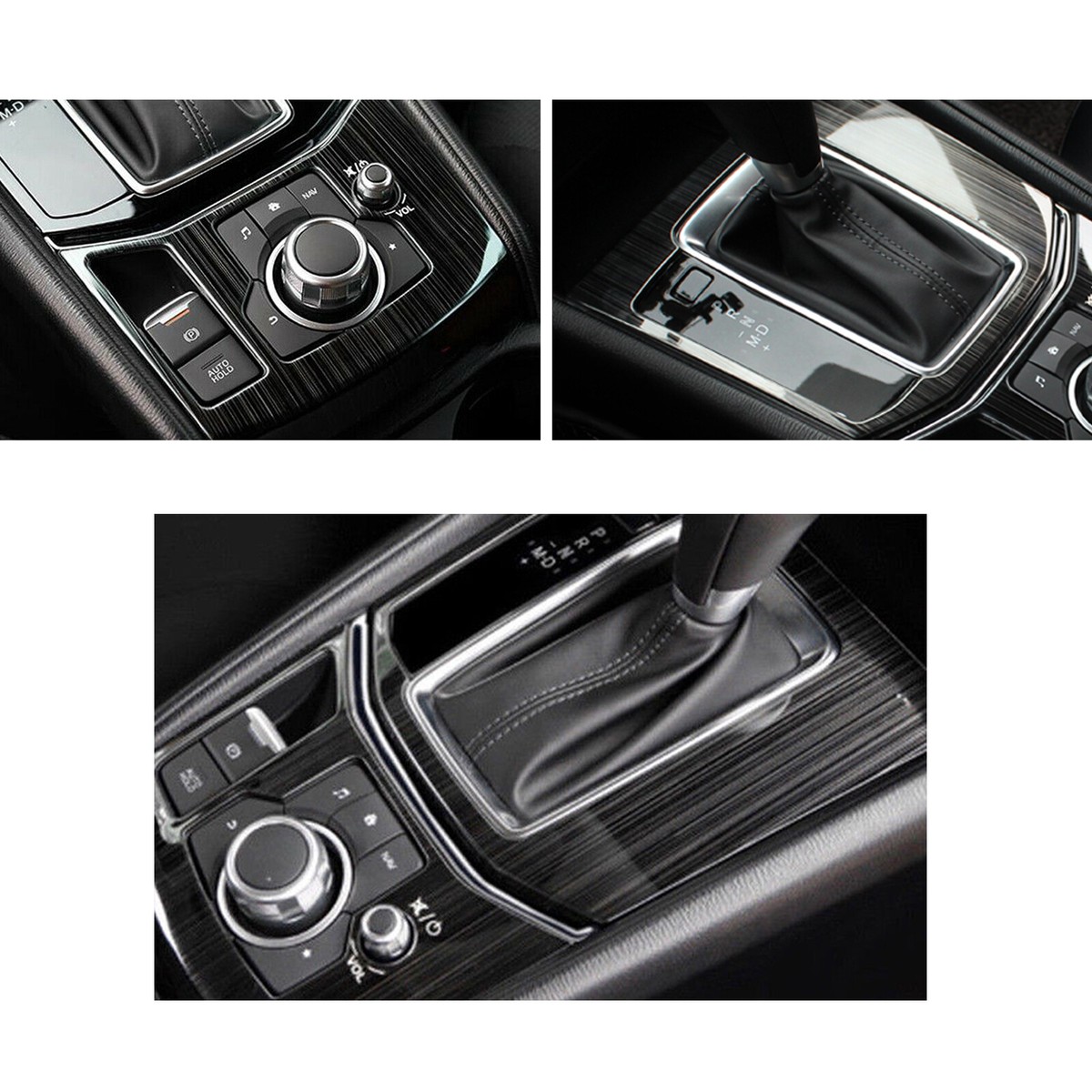Black Stainless Steel Console Gear Shift Media Panel Trim For