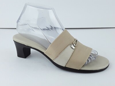MUNRO AMERICAN JILL Women's Beige Stretch Fabric Slide Sandal US 7.5 N T223 520
