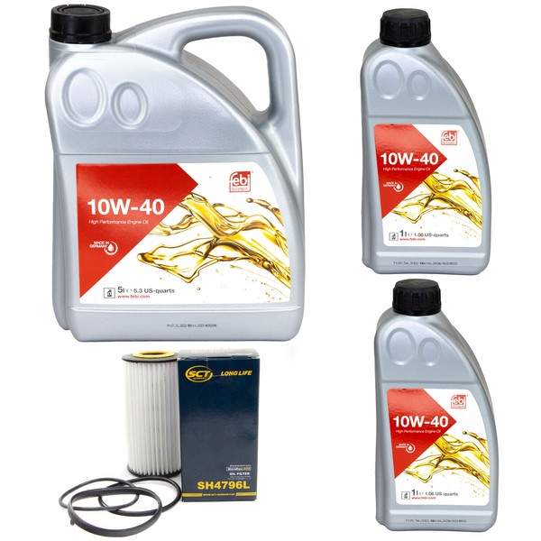MotoröL Set MotoröL Febi SAE 10W-40 7 Liter + ÖLfilter FüR Volvo S60 S80 V70 2.4-image