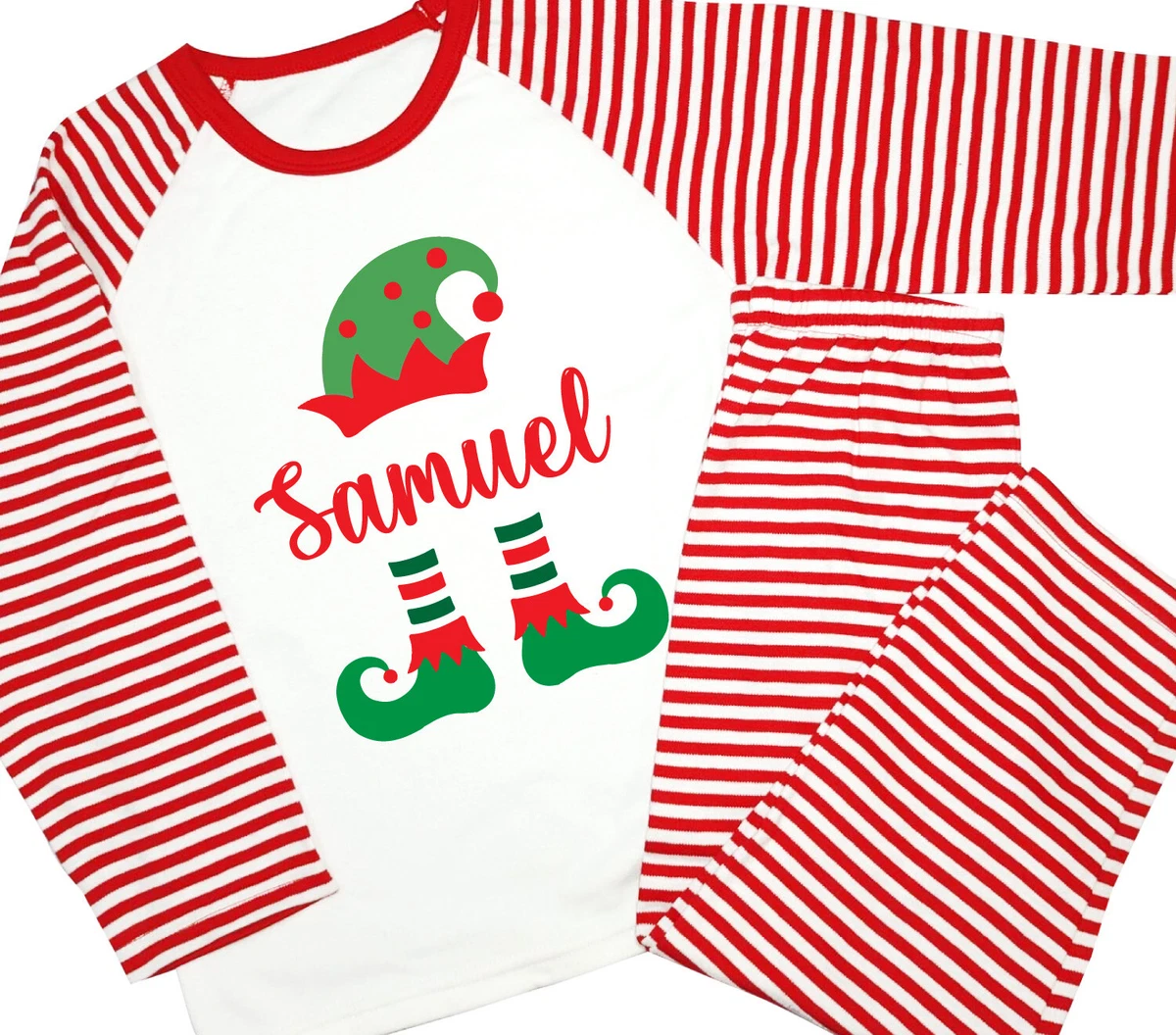 Personalised Christmas Pyjamas Childrens Xmas Eve Gift Elf Elves
