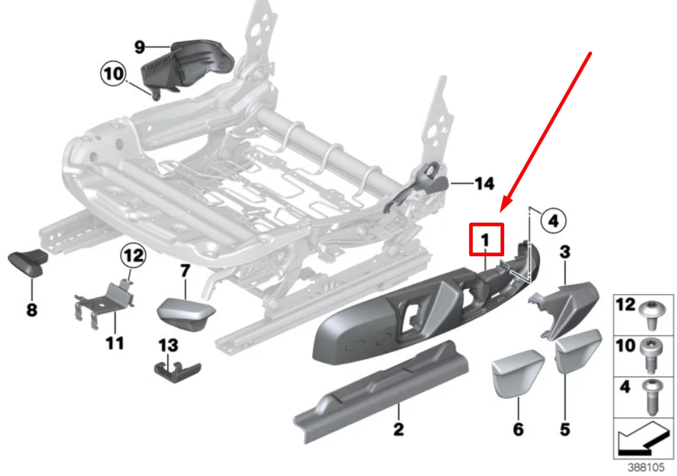 NEW BMW 2 COUPE F22, F87 LEFT SEAT OUTER TRIM 52107293581 7293581 