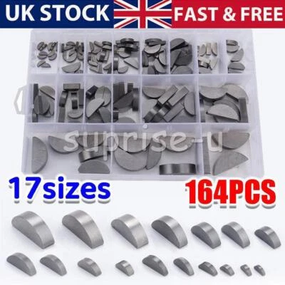 INFINITEWORLD17 164 Pcs IMPERIAL Woodruff Feather Keys Assortment Set Metric 2-10mm width M2-M10