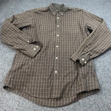 Eddie Bauer Shirt Mens Medium Brown Check Long Sleeve Button Up Wrinkle Free