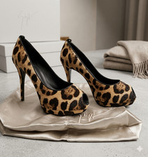 Giuseppe Zanotti Brown/Black Pony Hair Leather Peep Toe Platform Heel 37