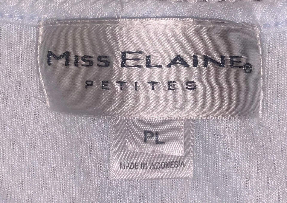 Miss Elaine Blue Cotton Embroidered Short Nightgown PL Button Front Sleepwear - Image 4 of 4