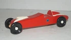 Vintage Wood Toy No. 6 Red Pinewood Derby Race Car