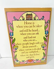 Vintage Abbey Press Wall Hanging HOME IS WHERE YOU CAN BE SILENT NEW IN WRAP