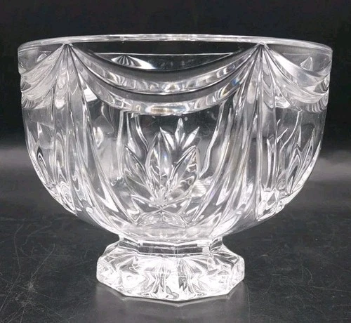 Waterford Crystal Footed Bowl – Irish Made – Swag & Leaf Cut – Vintage 5"