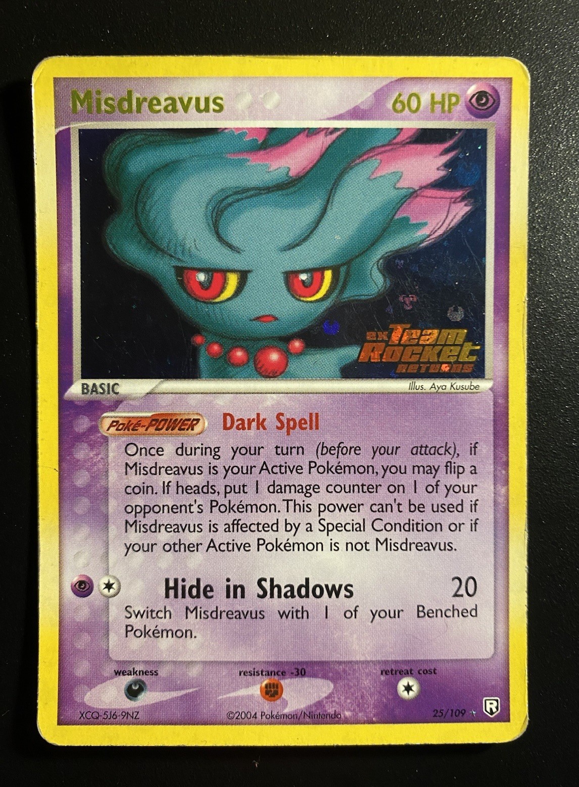 Pokemon Card-Misdreavus -Ex Rocket Returns-Holo-25/109-ENG-STAMPED- Good
