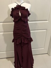 ASTR the Label Sandora Ruffle Detail Maxi Dress in the color Wine. Size XS