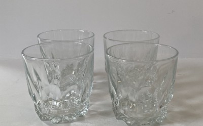 Arcoroc France ~ Artic Old Fashon Glass ~ Vertical Wedge Cuts ~ 3.3/8 ~ Set of 4