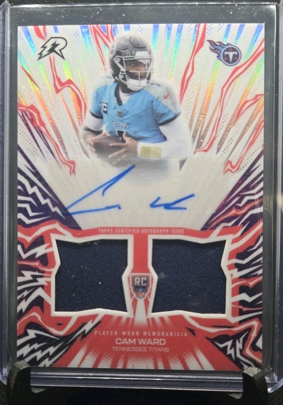 2025 Topps Resurgence Cam Ward Amped Up Dual Patch Auto RC Titans Rookie