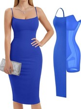 Women's Shapewear Dress Summer Long Dresses Built-in Bra Slip Bodycon Maxi Dress