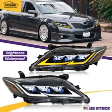 Pair LED DRL Headlights For 2010-2011 Toyota Camry 6th Gen w/Animation Assembly
