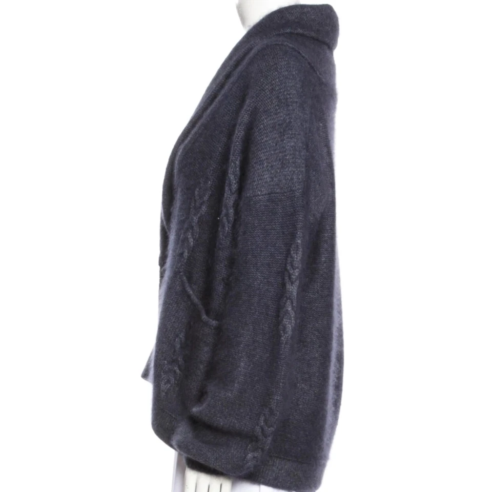 Band Of Outsiders Blue Thick Soft Cashmere Angora Shawl Collar Cardigan 3 L - Image 4 of 4