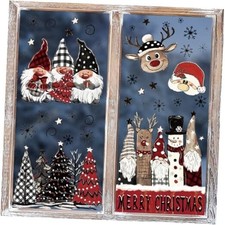 50 PCS Christmas Window Cling Sticker, Red Xmas Santa Claus Truck Snowman