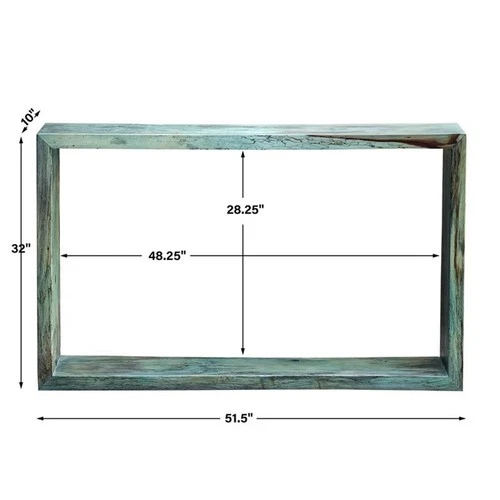 Uttermost Teo Coastal Solid Wood Console Table in Caribbean Blue-Green - Picture 6 of 6