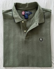 Vintage Chaps Ralph Lauren Textured Herringbone Crest Polo Mens Large 1990s Y2K