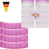 G2Plus 2 Irisierend Rosa Lametta Vorhang & 4 Rosa Fransen Girlande
