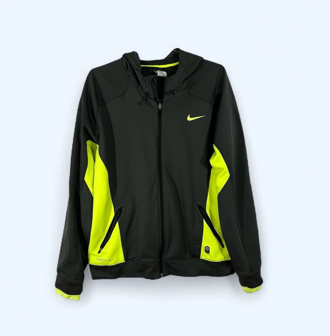 Nike Elite Hero Therma Fit Basketball Hoodie Tech Outdoor BLACK LIME Mens XL
