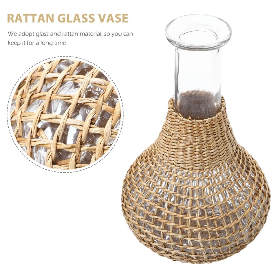 Glasflaschen Deko Ratanblumenkübel Blumenflasche Ästhetische Vase - Bild 4 von 4
