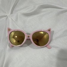 Girls Pink Cat Eye Sunglasses Gold Tinted Lenses Full Rim Plastic Frame