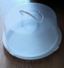 Round Cake Carrier with Lid and Handle, Dessert Container for Pie (12 x 9 x 5)
