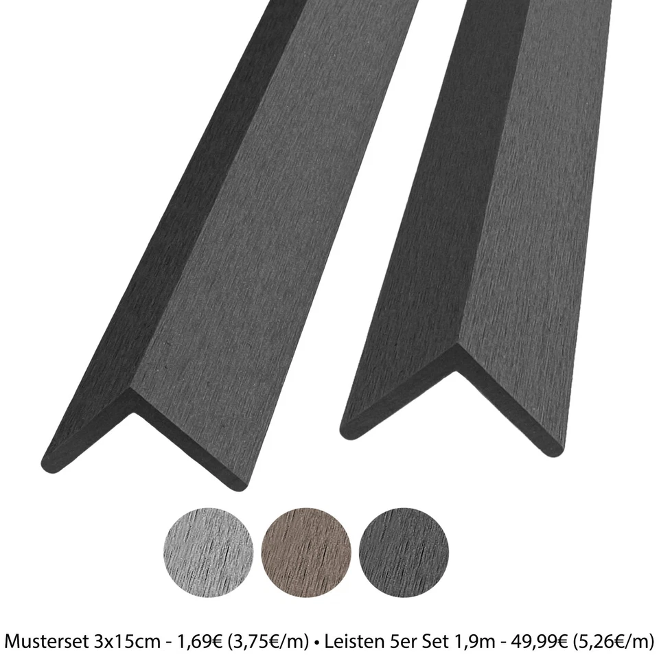 5 Stück WPC Abschlussleisten Abdeckleiste Terrassendielen L-Leiste 190 cm - Bild 1 von 1