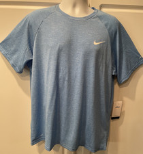 Nike Swim Men's T Shirt XL Short Sleeve Dri Fit UPF 40 Heather Blue NEW 
