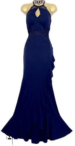 Lipsy Navy Maxi Dress Size 16 Evening Party Occasion Wedding Prom Cocktail Gown - Picture 10 of 20