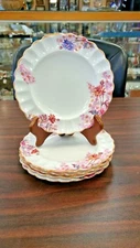 SPODE CHELSEA GARDEN MUSTARD RIM SET OF (4) 6 3/8" BREAD PLATES - UNUSED