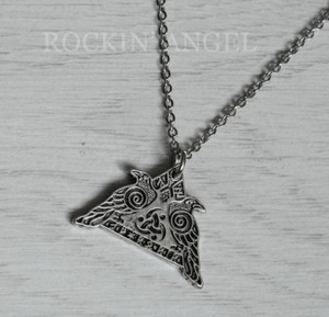 Antique Silver Plt Rune Valknut Pendant Necklace Ladies Mens Gift Viking Norse