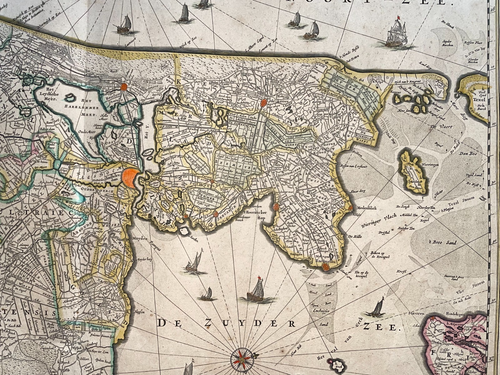 NETHERLANDS c. 1680 FREDERIK DE WIT LARGE ANTIQUE MAP 17TH CENTURY - Picture 7 of 11