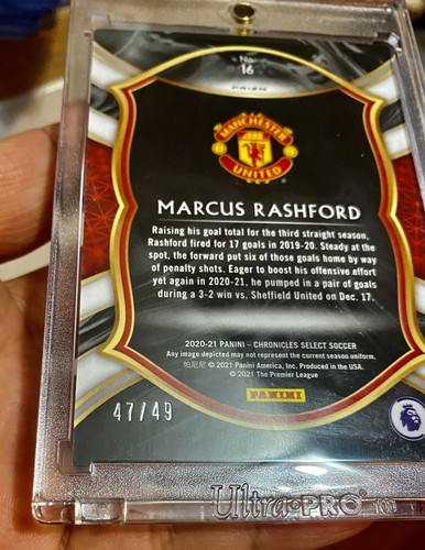 2020-21 CHRONICLES MARCUS RASHFORD MANCHESTER UNITED SELECT BLUE /49 - Picture 3 of 3