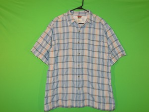 The-North-Face-Mens-Size-L-Large-Blue-Plaid-Pocket-Short-Slv-Button-Shirt