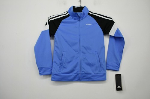 Adidas Boys Blue & Black High Crew Neck Full Zip Long Sleeve Athletic Jacket 7