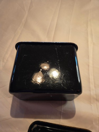 Vintage 1940er schwarz emailliert rechteckige Behälter mit Deckel 7,5" x 5,25" x 7,5" - Bild 7 von 11