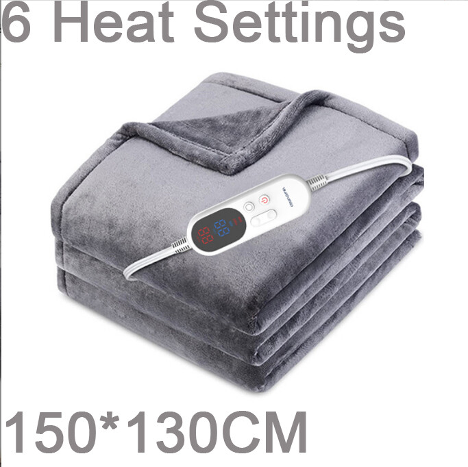 Large Electric Heated Blanket Portable Heater Warm Shawl Fleece 6 Heat