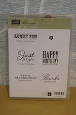 Stampin Up Rubber Stamp Set AFTERTHOUGHTS Phrases Words LUCKY YOU AND LUCKY ME Y